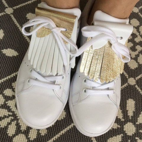White and Gold Leather Reversible Franginettes