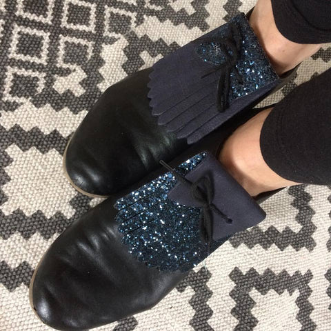 Navy and Glitter Leather Reversible Franginettes